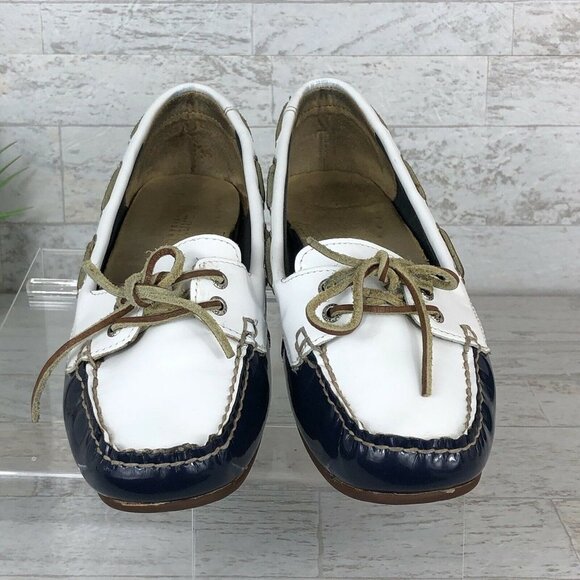 Sperry Topsider Boat Shoes 9754821 Patent Leather White Blue Womens Size 8 M GUC - Picture 4 of 12
